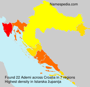 Surname Ademi in Croatia Surname Ademi in Croatia