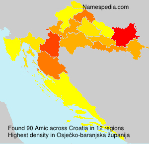 Surname Amic in Croatia Surname Amic in Croatia