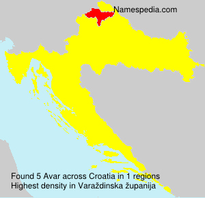 Surname Avar in Croatia