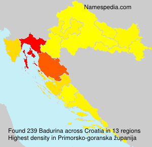 Surname Badurina in Croatia Surname Badurina in Croatia