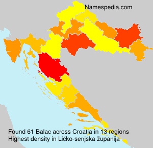 Surname Balac in Croatia Surname Balac in Croatia