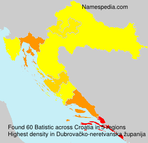 Surname Batistic in Croatia Surname Batistic in Croatia