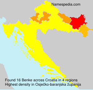 Surname Benke in Croatia