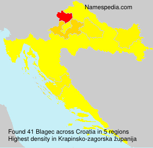 Surname Blagec in Croatia Surname Blagec in Croatia
