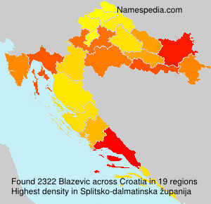 Surname Blazevic in Croatia Surname Blazevic in Croatia
