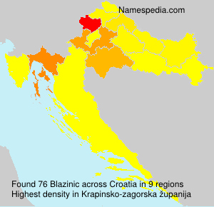 Surname Blazinic in Croatia Surname Blazinic in Croatia