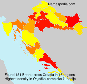 Surname Brtan in Croatia Surname Brtan in Croatia