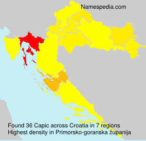 Surname Capic in Croatia Surname Capic in Croatia