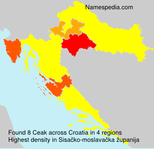 Surname Ceak in Croatia Surname Ceak in Croatia