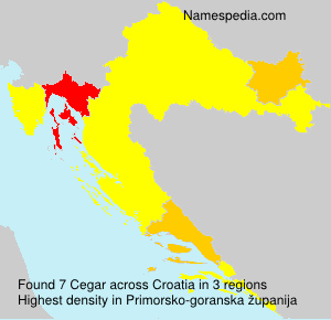 Surname Cegar in Croatia Surname Cegar in Croatia