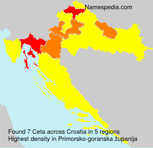 Surname Ceta in Croatia Surname Ceta in Croatia