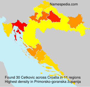 Surname Cetkovic in Croatia Surname Cetkovic in Croatia