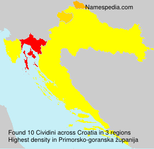 Surname Cividini in Croatia Surname Cividini in Croatia