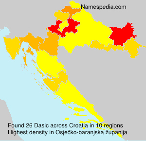 Surname Dasic in Croatia Surname Dasic in Croatia