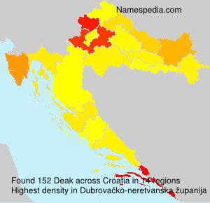 Surname Deak in Croatia Surname Deak in Croatia