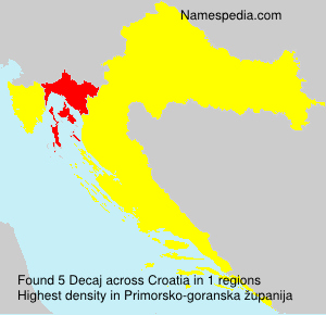 Surname Decaj in Croatia Surname Decaj in Croatia