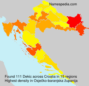 Surname Dekic in Croatia Surname Dekic in Croatia