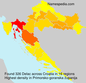 Surname Delac in Croatia Surname Delac in Croatia