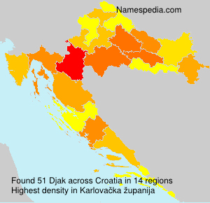 Surname Djak in Croatia
