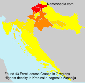 Surname Ferek in Croatia Surname Ferek in Croatia