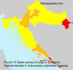 Surname Gakic in Croatia Surname Gakic in Croatia