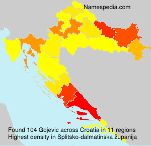 Surname Gojevic in Croatia Surname Gojevic in Croatia