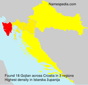 Surname Gojtan in Croatia Surname Gojtan in Croatia