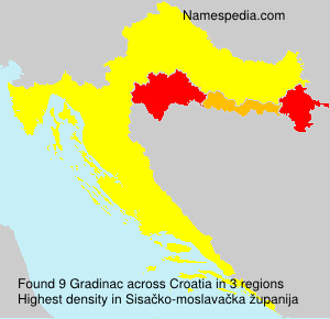 Surname Gradinac in Croatia Surname Gradinac in Croatia