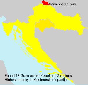 Surname Gunc in Croatia Surname Gunc in Croatia