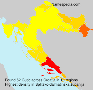 Surname Gutic in Croatia Surname Gutic in Croatia