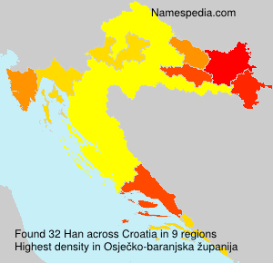 Surname Han in Croatia