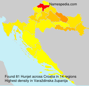 Surname Hunjet in Croatia Surname Hunjet in Croatia