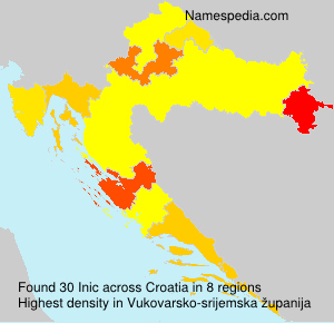 Surname Inic in Croatia Surname Inic in Croatia