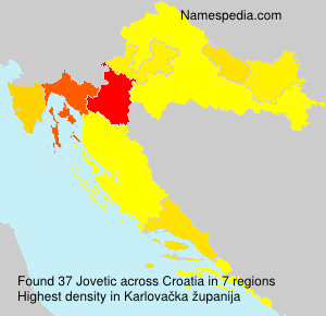 Surname Jovetic in Croatia Surname Jovetic in Croatia