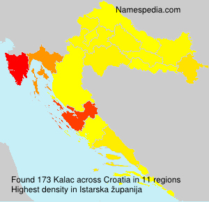 Surname Kalac in Croatia Surname Kalac in Croatia