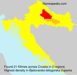 Surname Klimes in Croatia Surname Klimes in Croatia