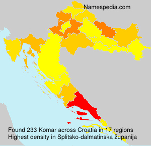 Surname Komar in Croatia Surname Komar in Croatia