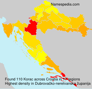Surname Korac in Croatia Surname Korac in Croatia