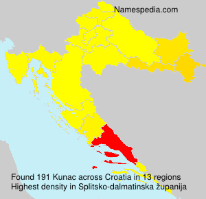 Surname Kunac in Croatia