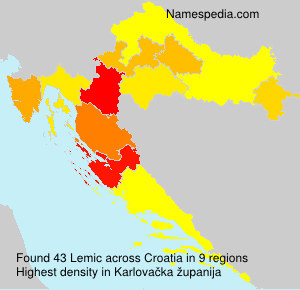 Surname Lemic in Croatia Surname Lemic in Croatia