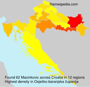 Surname Macinkovic in Croatia Surname Macinkovic in Croatia