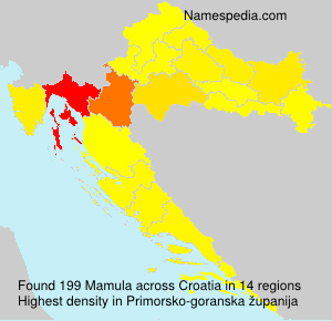 Surname Mamula in Croatia Surname Mamula in Croatia