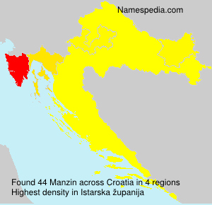 Surname Manzin in Croatia Surname Manzin in Croatia