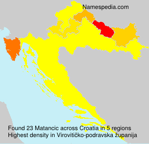 Surname Matancic in Croatia Surname Matancic in Croatia