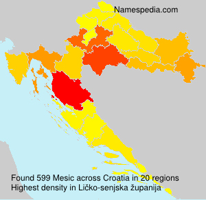Surname Mesic in Croatia Surname Mesic in Croatia