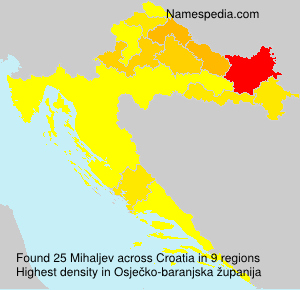Surname Mihaljev in Croatia Surname Mihaljev in Croatia