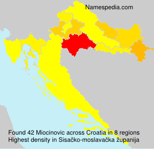 Surname Miocinovic in Croatia Surname Miocinovic in Croatia