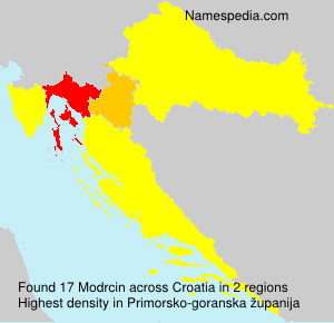 Surname Modrcin in Croatia Surname Modrcin in Croatia