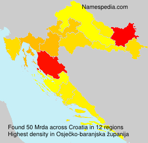 Surname Mrda in Croatia Surname Mrda in Croatia