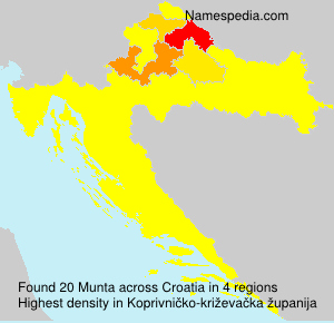 Surname Munta in Croatia Surname Munta in Croatia